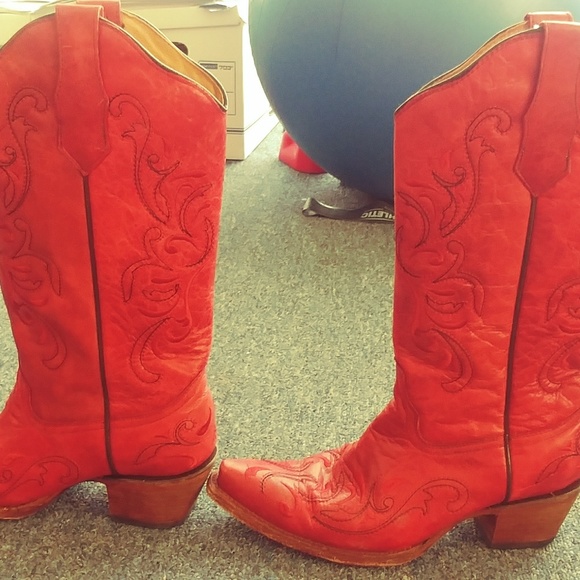red leather cowboy boots